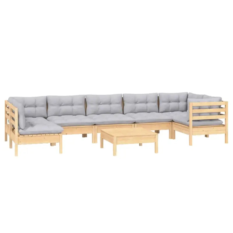 Tuinset van massief grenenhout met voetenbank tafel en rug- zijkussen - Tuinsets