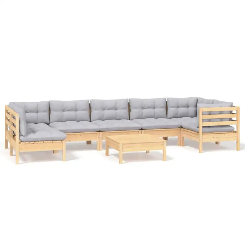 Tuinset van massief grenenhout met voetenbank tafel en rug- zijkussen - Tuinsets