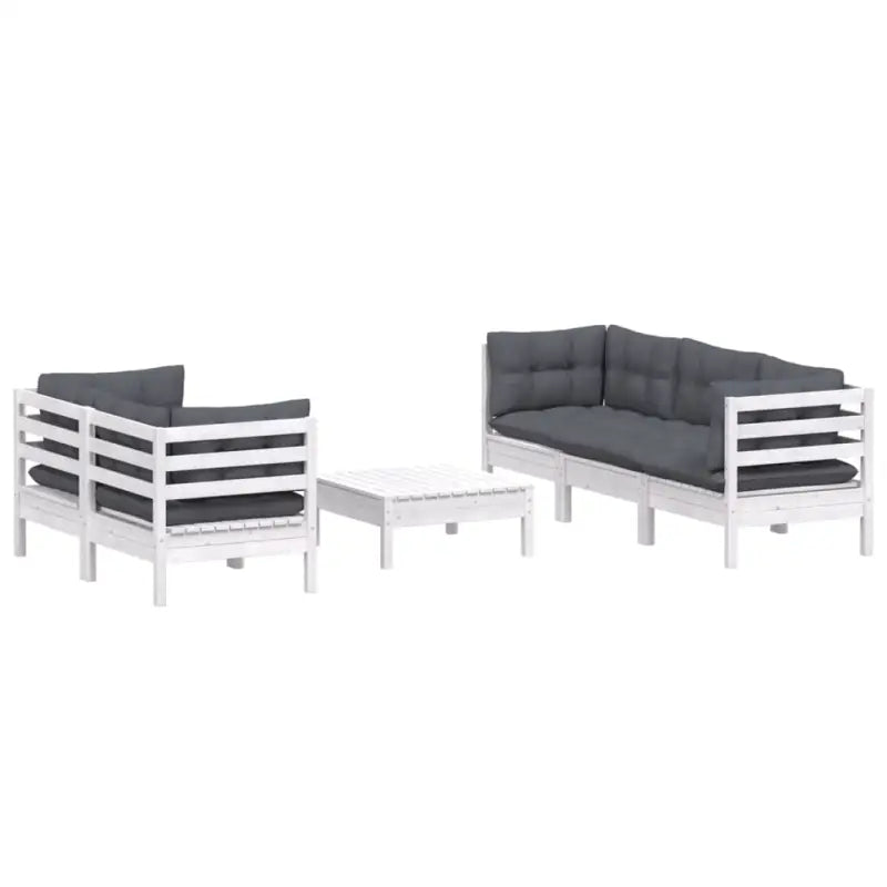 Tuinset van massief grenenhout met voetenbank tafel en rugzijkussens - Tuinsets