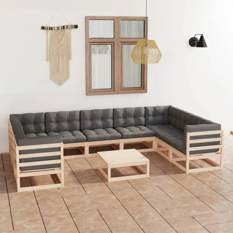 Tuinset van massief grenenhout voor comfortabele buitenmomenten - Naturel / Ja - Tuinsets