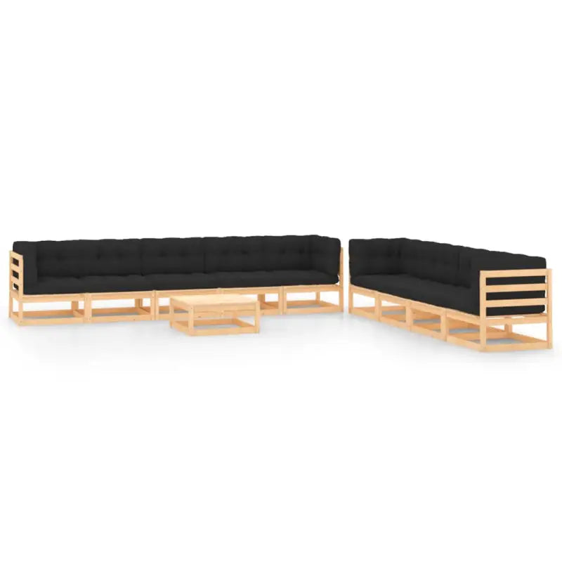 Tuinset van massief grenenhout voor comfortabele buitenmomenten - Naturel en zwart / Ja - Tuinsets