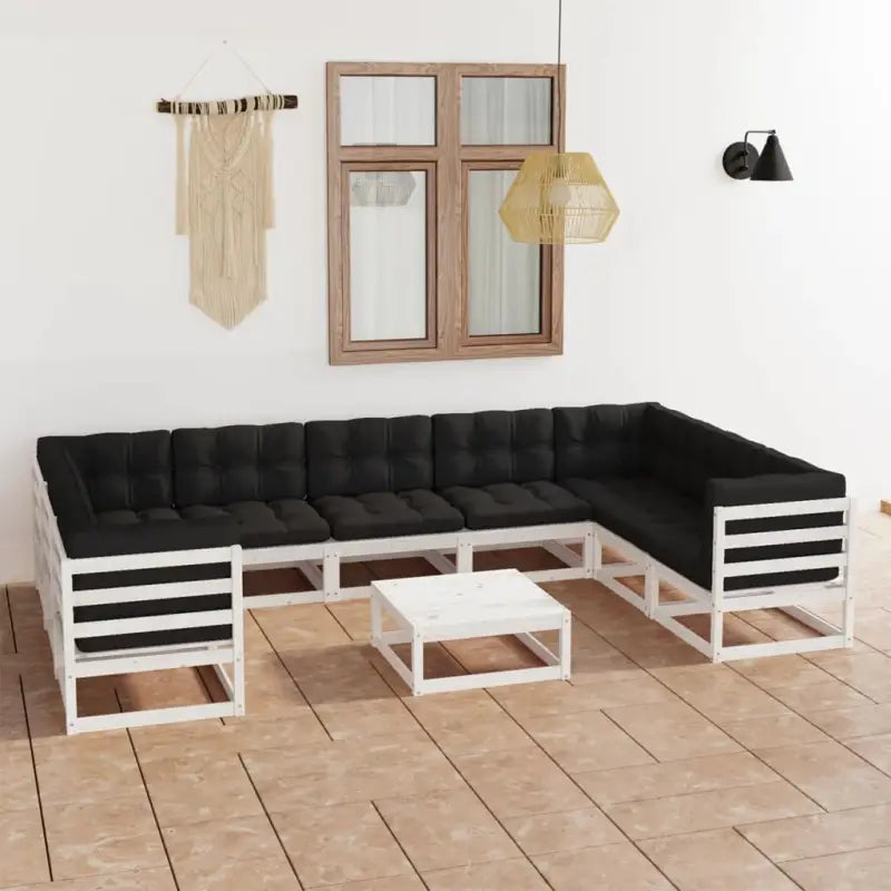 Tuinset van massief grenenhout voor comfortabele buitenmomenten - Wit / Ja - Tuinsets