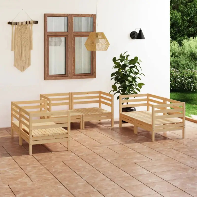 Tuinset van massief grenenhout voor comfortabele ontspanning - Bruin - Tuinsets