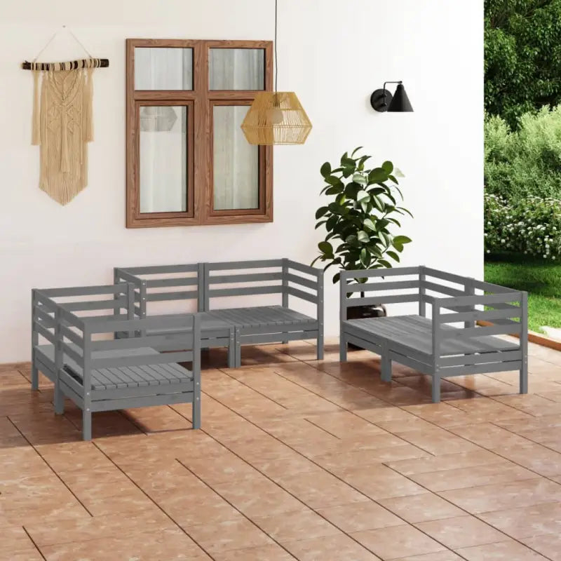 Tuinset van massief grenenhout voor comfortabele ontspanning - Grijs - Tuinsets
