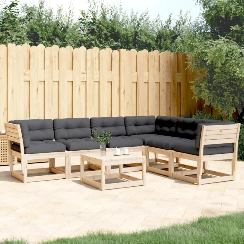 Tuinset van massief grenenhout voor een comfortabele zitervaring - Natuurlijk grenenhout / met kussens - Tuinsets
