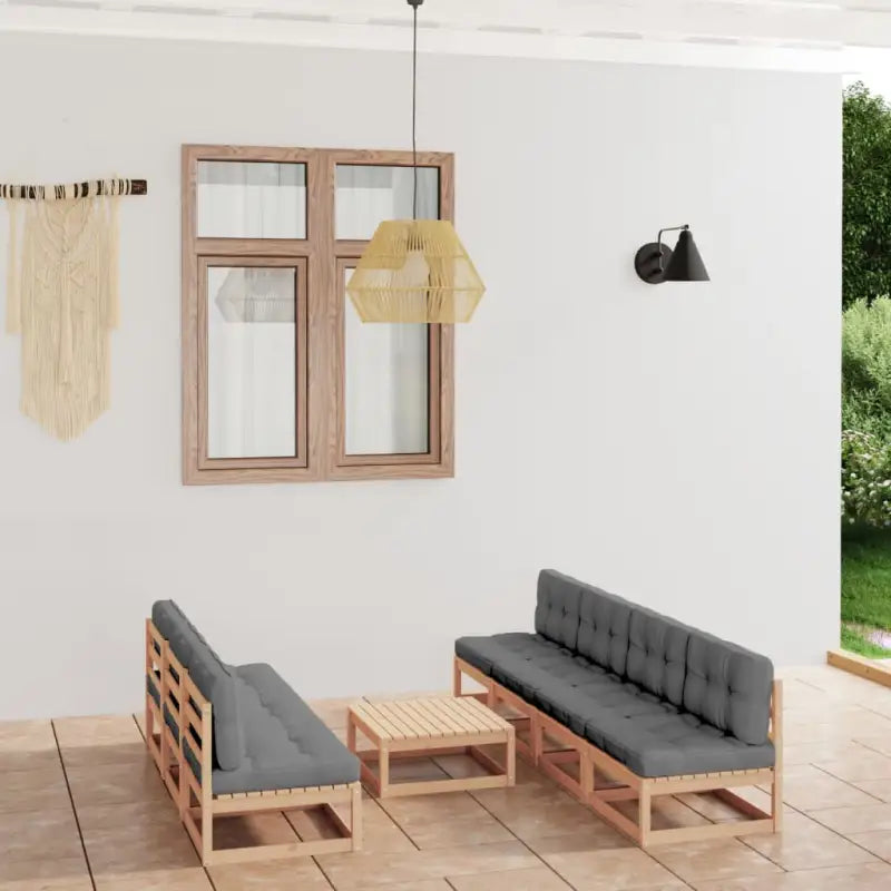 Tuinset van massief grenenhout voor ontspannen buiten genieten - Naturel / Ja - Tuinsets