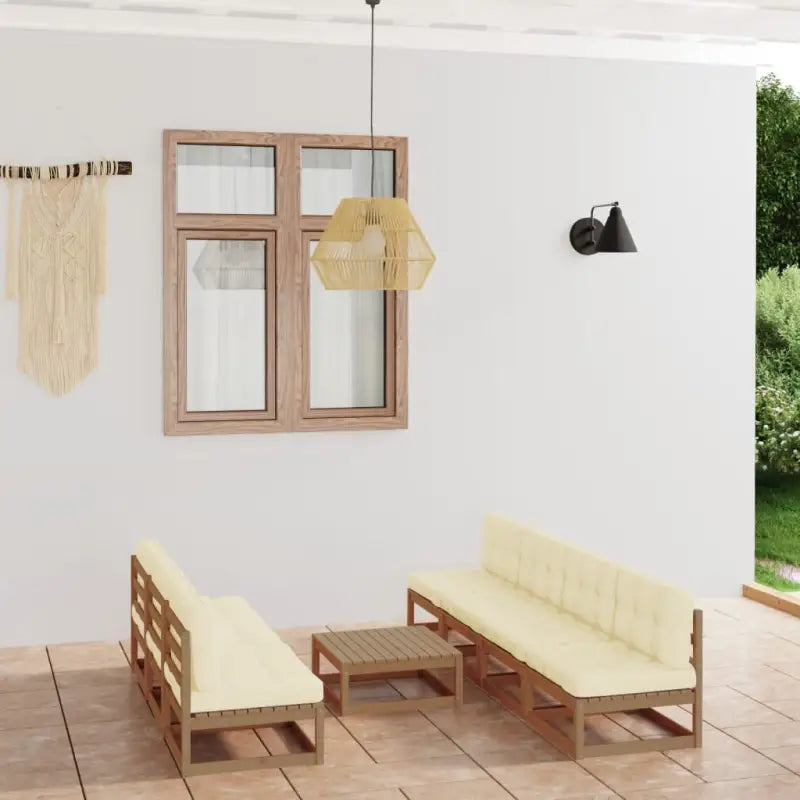 Tuinset van massief grenenhout voor ontspannen buiten genieten - Honingbruin / Ja - Tuinsets