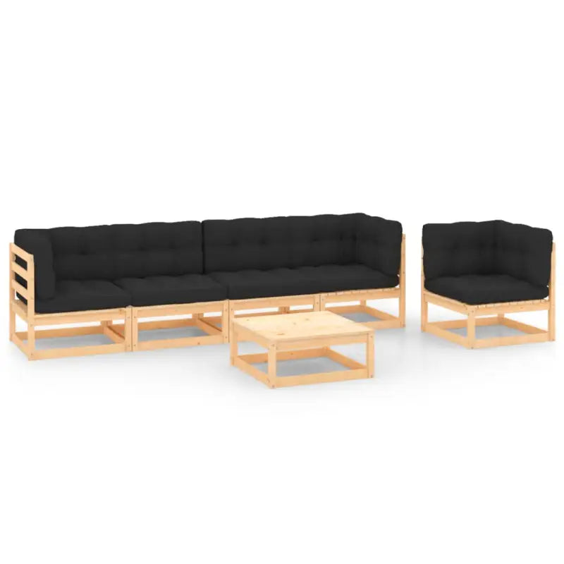Tuinset van massief grenenhout voor ontspannen buiten genieten - Naturel en antraciet / Ja - Tuinsets