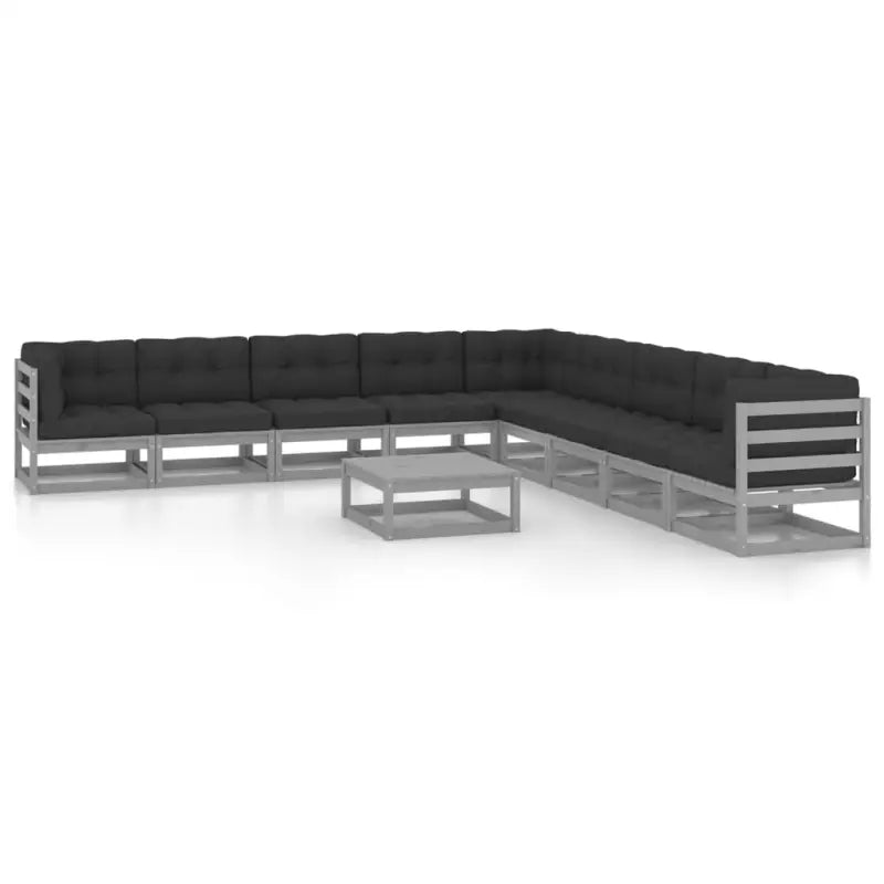 Tuinset van massief grenenhout voor ontspannen buiten genieten - Grijs / Ja - Tuinsets