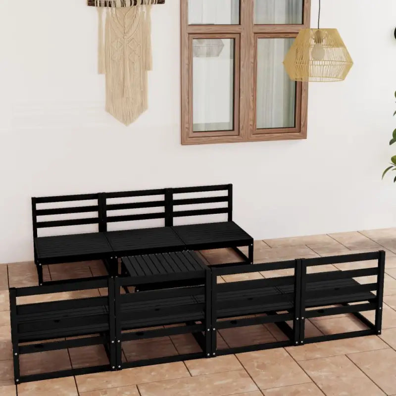 Tuinset van massief grenenhout voor ontspannen buiten genieten - Zwart / Nee - Tuinsets