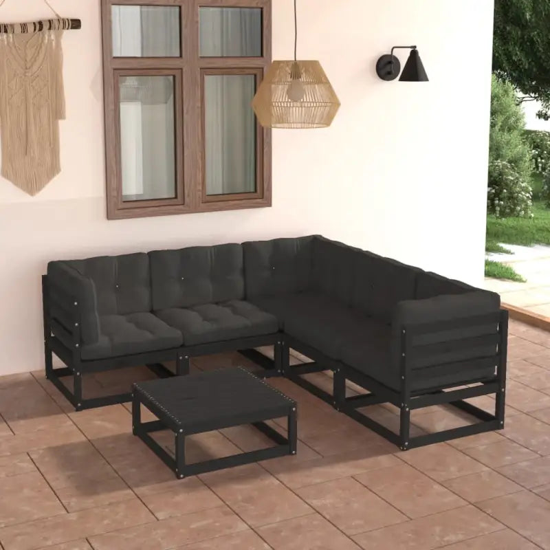 Tuinset van massief grenenhout voor ontspannen buiten genieten - Zwart / Ja - Tuinsets