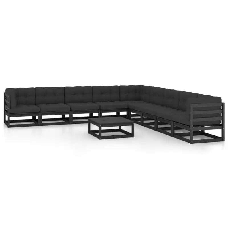 Tuinset van massief grenenhout voor ontspannen buiten genieten - Zwart / Ja - Tuinsets