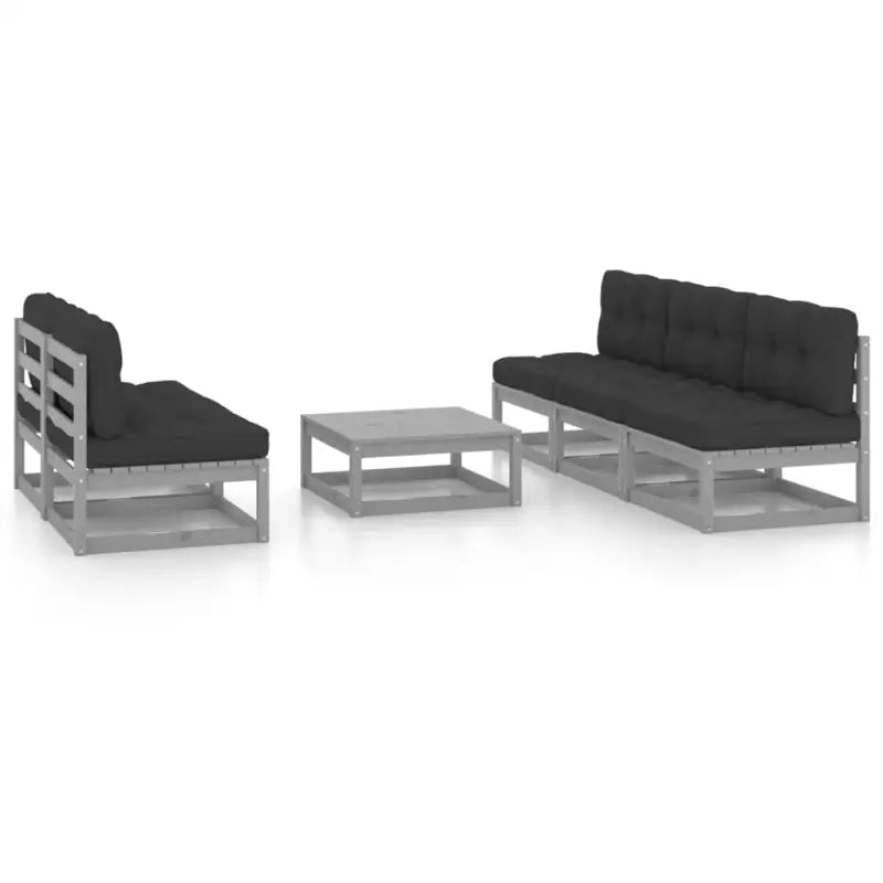 Tuinset van massief grenenhout voor ontspannen buitenmomenten - Grijs / Ja - Tuinsets