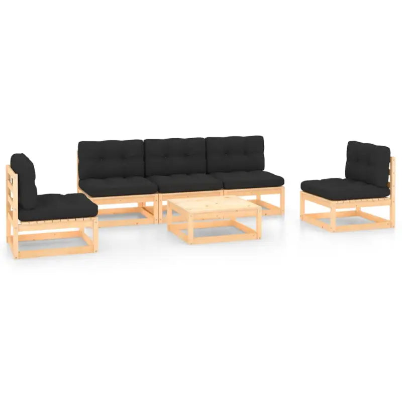 Tuinset van massief grenenhout voor ontspannen buitenmomenten - Naturel en antraciet / Ja - Tuinsets