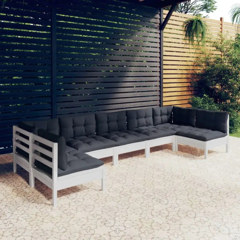 Tuinset van massief grenenhout voor ontspannen buitenmomenten - Wit - Tuinsets