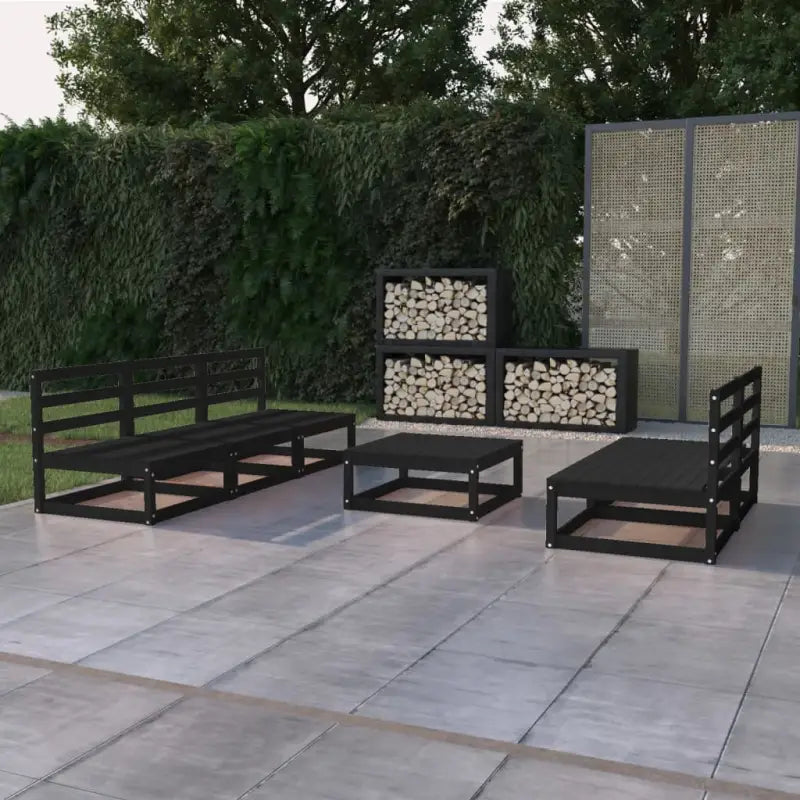 Tuinset van massief grenenhout voor ontspannen buitenmomenten - Zwart / Nee - Tuinsets