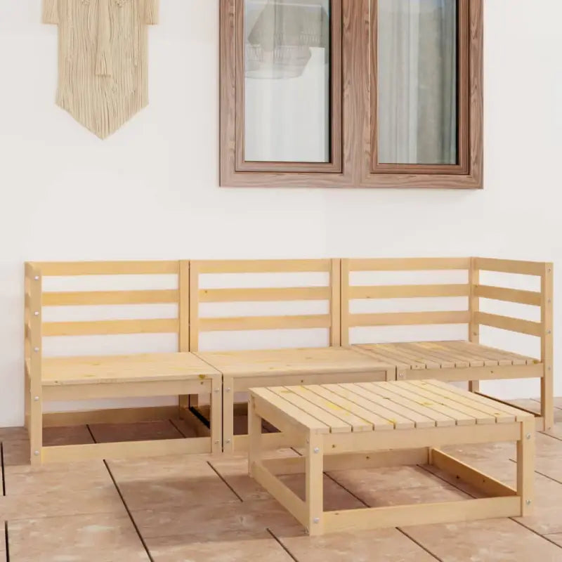 Tuinset van massief grenenhout voor ontspannen buitenplezier - Naturel / Nee - Tuinsets