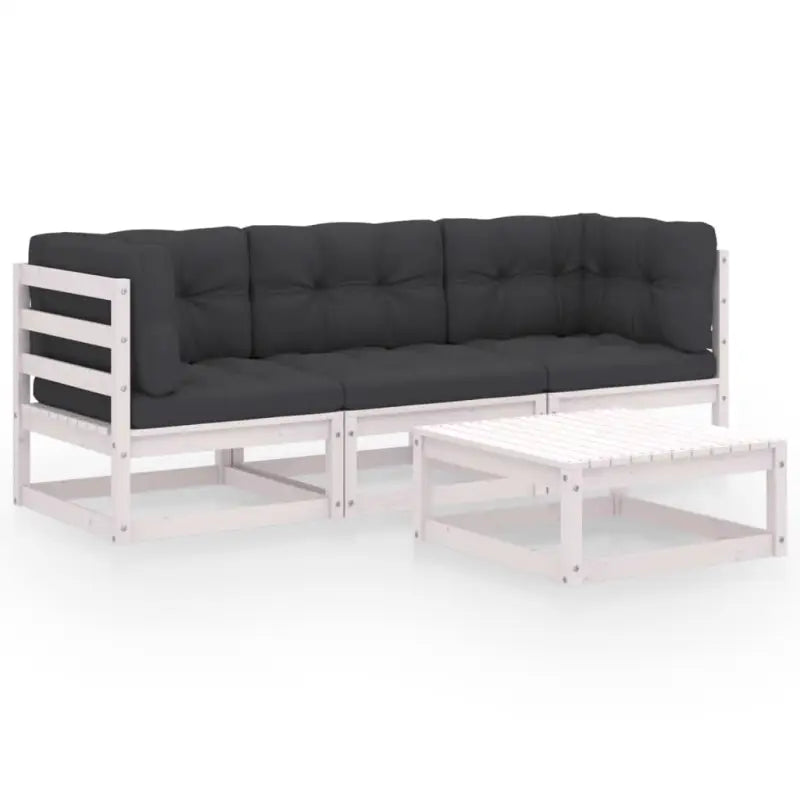 Tuinset van massief grenenhout voor ontspannen buitenplezier - Wit / Ja - Tuinsets
