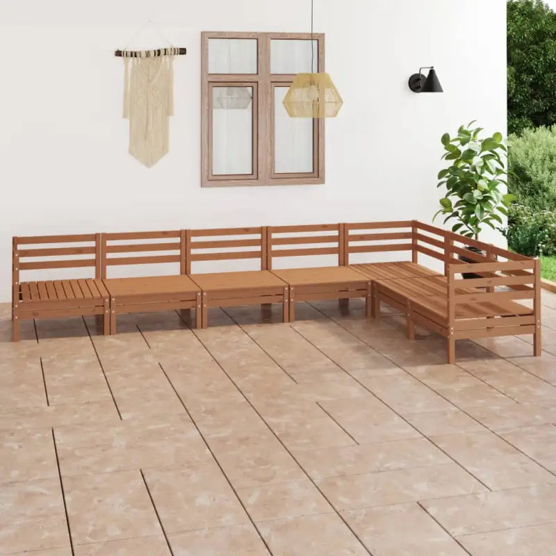 Tuinset van massief grenenhout voor ontspannen buitenritten - Honingbruin - Tuinsets
