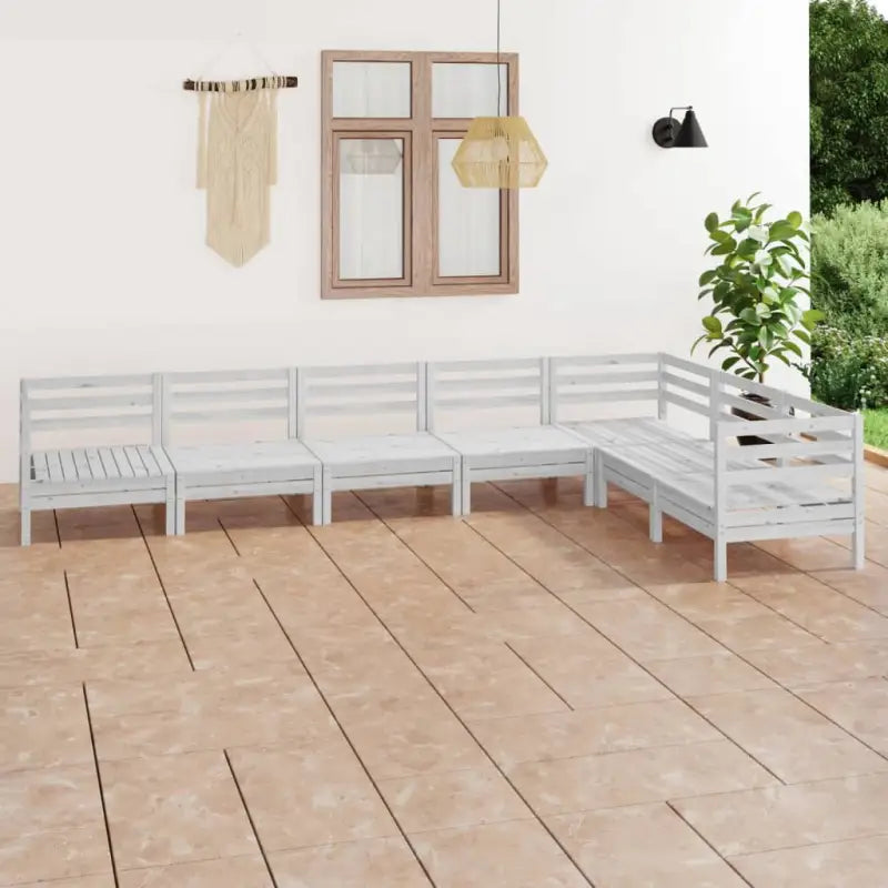 Tuinset van massief grenenhout voor ontspannen buitenritten - Wit - Tuinsets