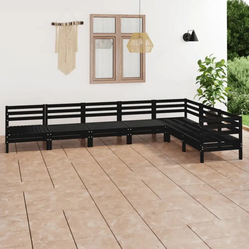 Tuinset van massief grenenhout voor ontspannen buitenritten - Zwart - Tuinsets