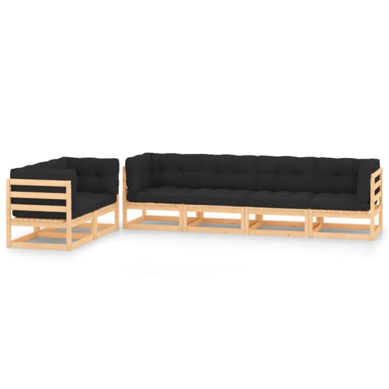 Tuinset van massief grenenhout voor ontspannen tuinmomenten - Naturel en zwart / Ja - Tuinsets