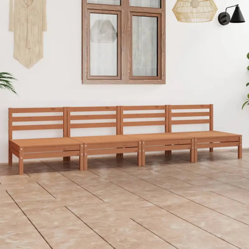 Tuinset van massief grenenhout voor ontspanning en gezelligheid - Honingbruin - Tuinsets