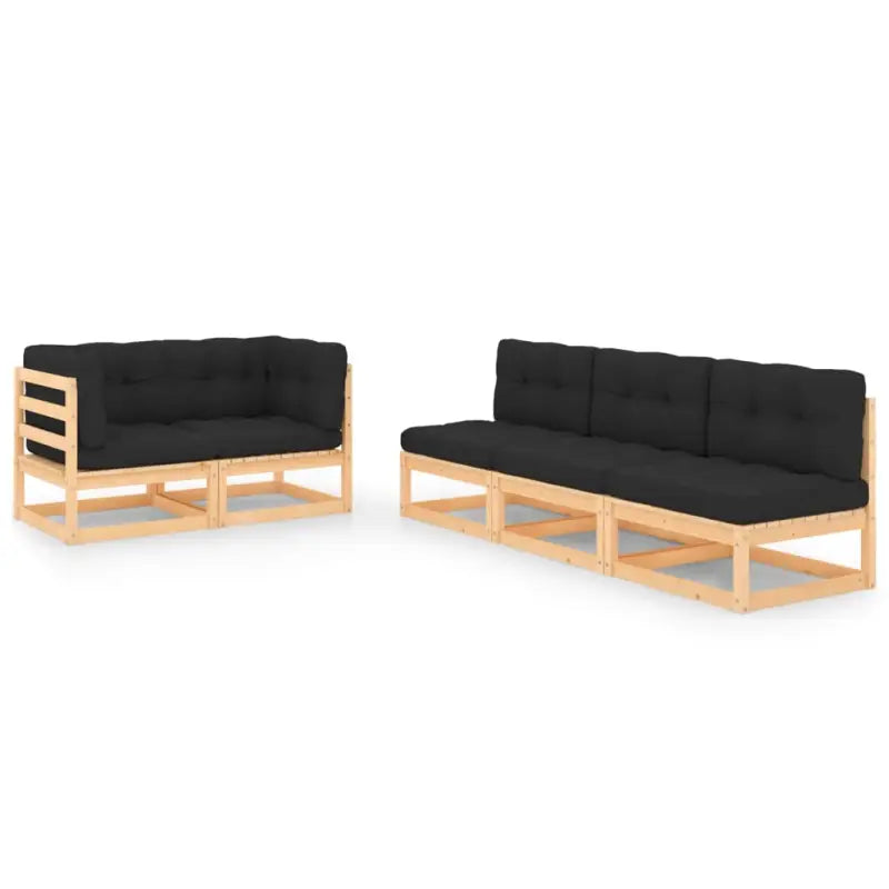 Tuinset van massief grenenhout voor ontspanning en gezelligheid - Naturel en antraciet / Ja - Tuinsets