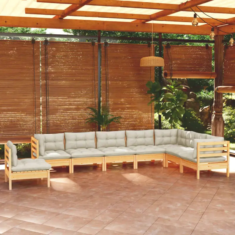 Tuinset van massief grenenhout voor ontspanning en gezelligheid - Bruin en crème - Tuinsets
