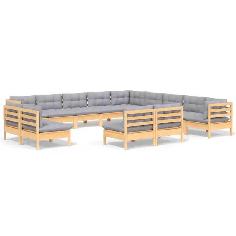 Tuinset van massief grenenhout voor ontspanning en gezelligheid - Bruin en grijs - Tuinsets