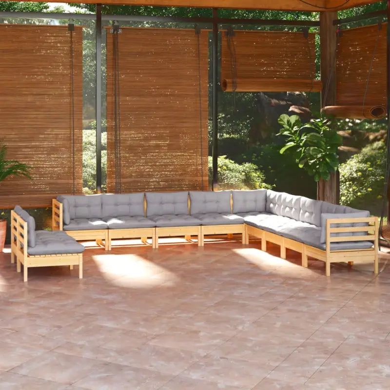 Tuinset van massief grenenhout voor ontspanning en gezelligheid - Bruin en grijs - Tuinsets