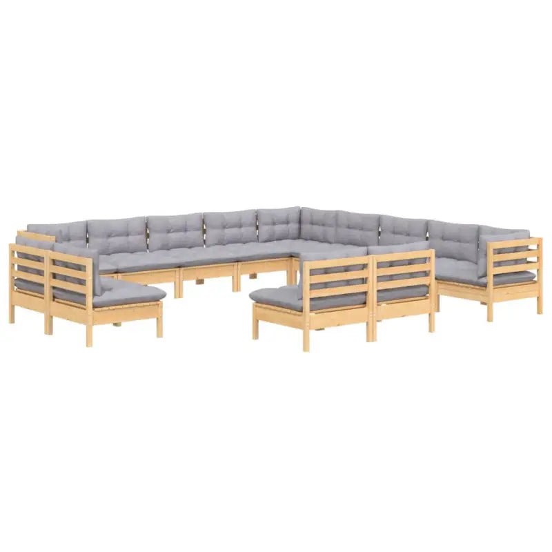 Tuinset van massief grenenhout voor ontspanning en gezelligheid - Bruin en grijs - Tuinsets