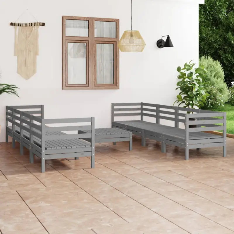 Tuinset van massief grenenhout voor ontspanning en gezelligheid - Grijs - Tuinsets