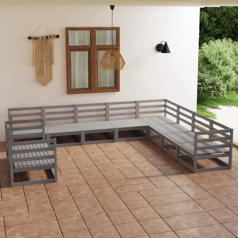Tuinset van massief grenenhout voor ontspanning en gezelligheid - Grijs / Nee - Tuinsets