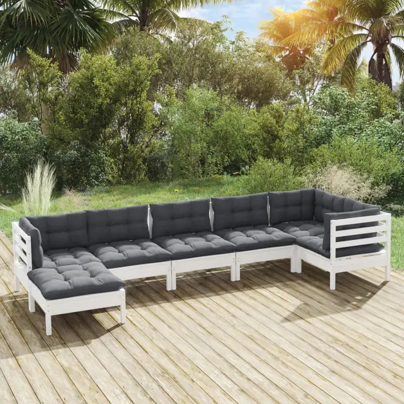Tuinset van massief grenenhout voor ontspanning en gezelligheid - Wit - Tuinsets