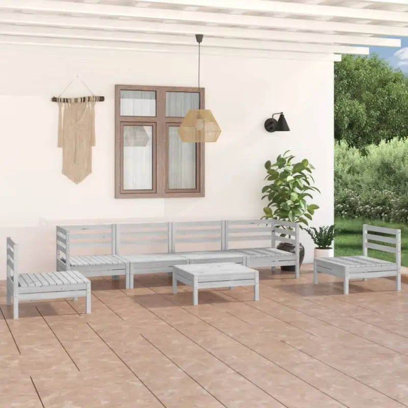 Tuinset van massief grenenhout voor ontspanning en gezelligheid - Wit - Tuinsets