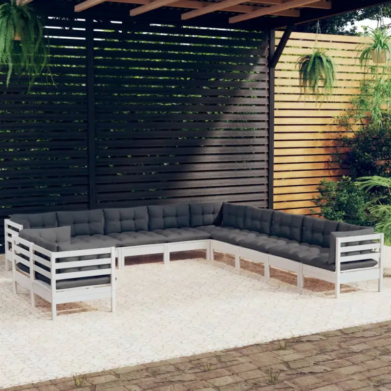 Tuinset van massief grenenhout voor ontspanning en gezelligheid - Wit - Tuinsets
