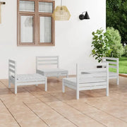 Tuinset van massief grenenhout voor ontspanning en gezelligheid - Wit - Tuinsets