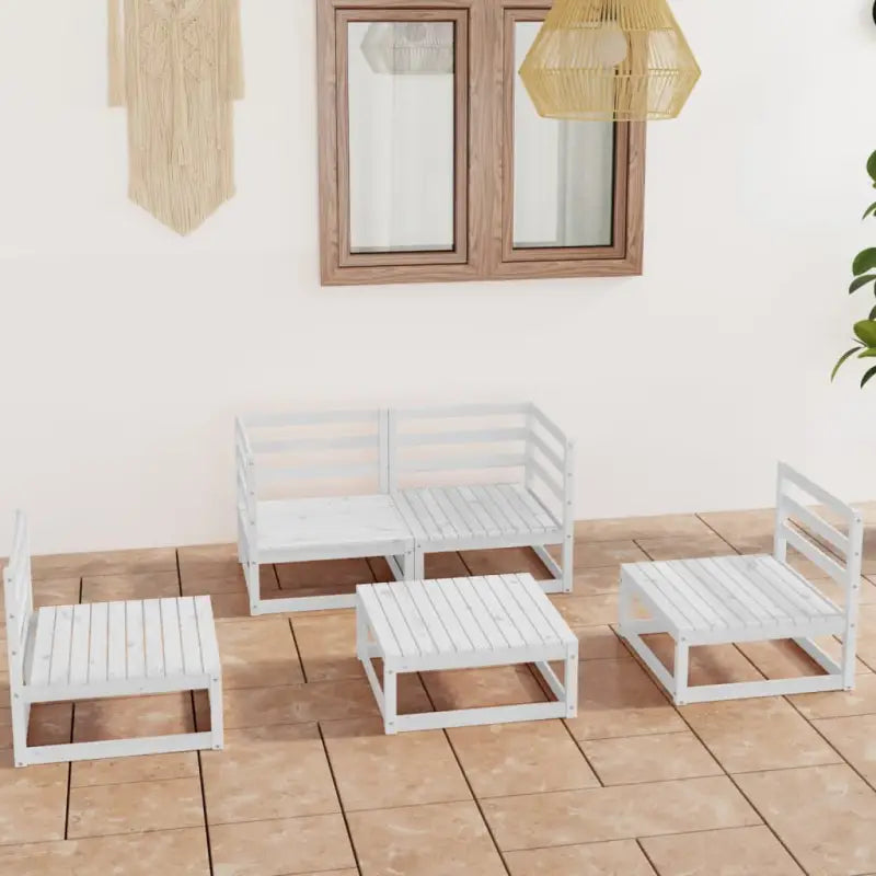Tuinset van massief grenenhout voor ontspanning en gezelligheid - Wit / Nee - Tuinsets
