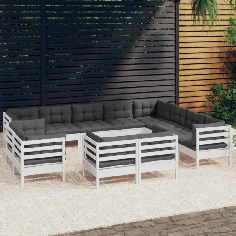 Tuinset van massief grenenhout voor ontspanning en gezelligheid - Wit - Tuinsets