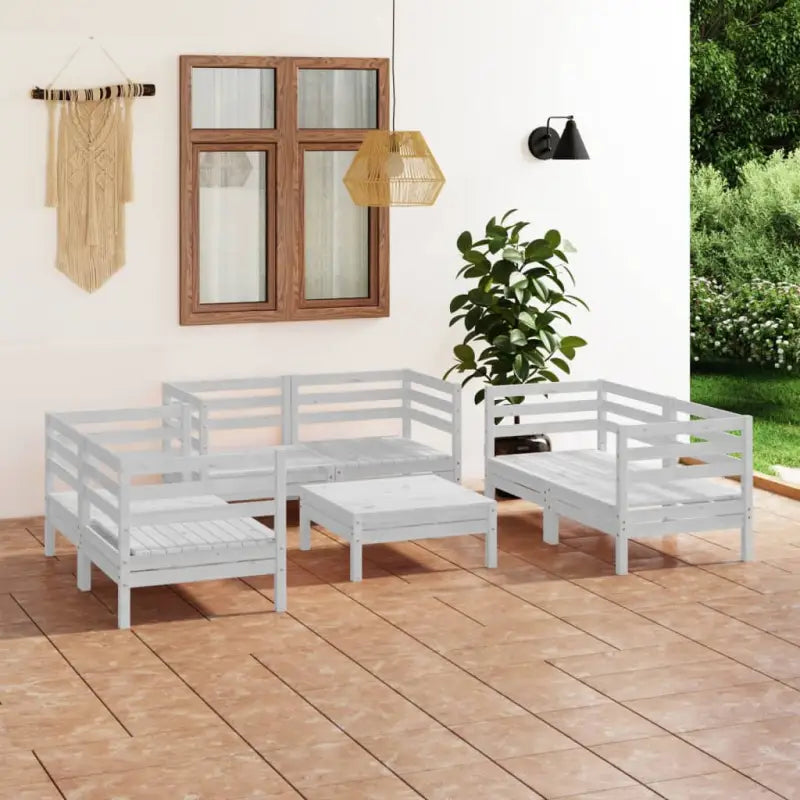 Tuinset van massief grenenhout voor ontspanning en gezelligheid - Wit - Tuinsets