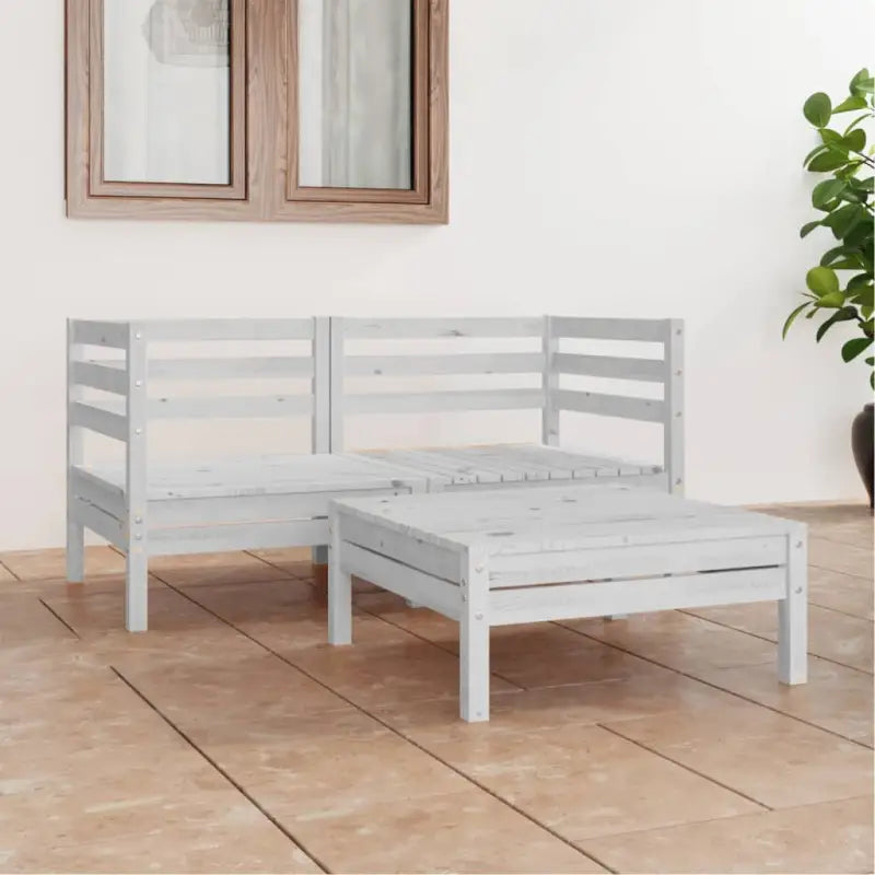 Tuinset van massief grenenhout voor ontspanning en gezelligheid - Wit - Tuinsets
