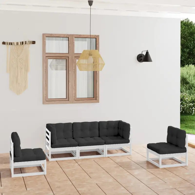 Tuinset van massief grenenhout voor ontspanning en gezelligheid - Wit / Ja - Tuinsets