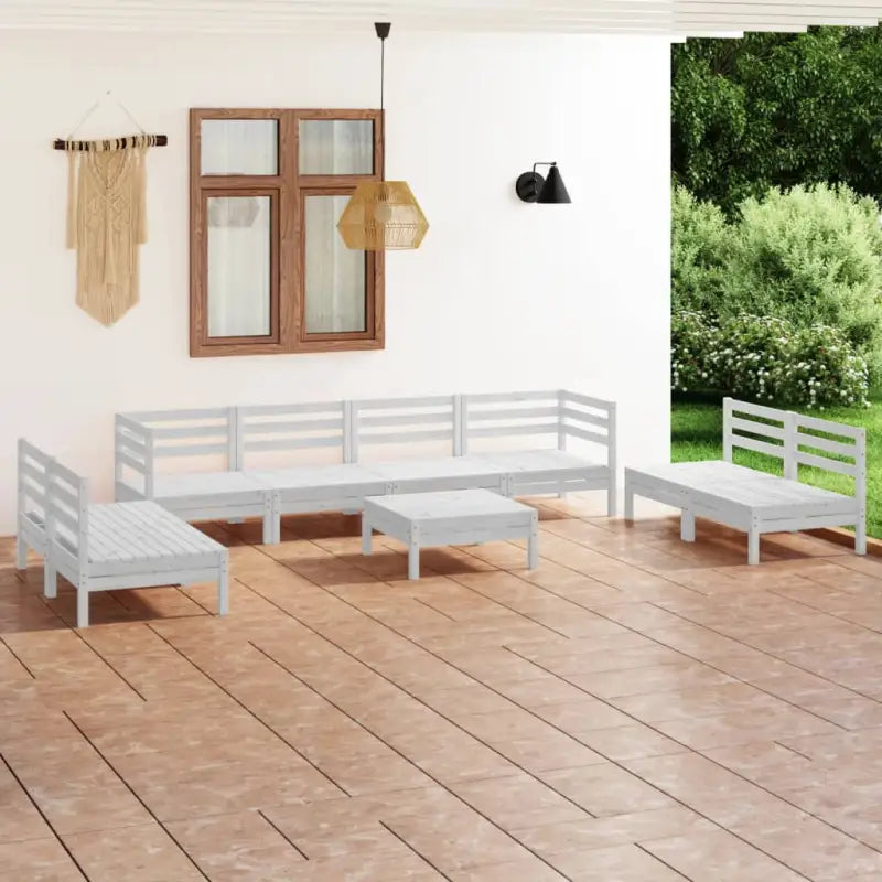 Tuinset van massief grenenhout voor ontspanning en gezelligheid - Wit - Tuinsets