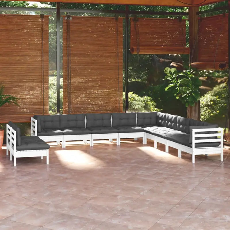 Tuinset van massief grenenhout voor ontspanning en gezelligheid - Wit - Tuinsets