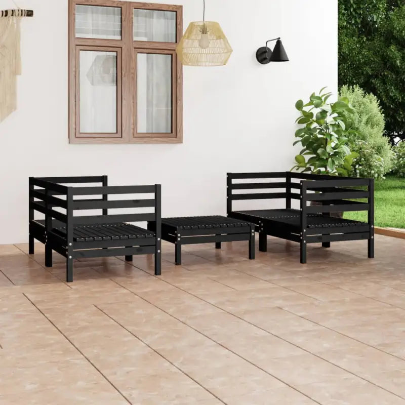 Tuinset van massief grenenhout voor ontspanning en gezelligheid - Zwart - Tuinsets