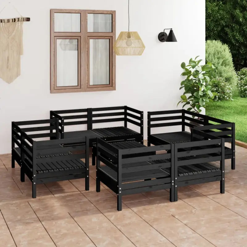Tuinset van massief grenenhout voor ontspanning en gezelligheid - Zwart - Tuinsets