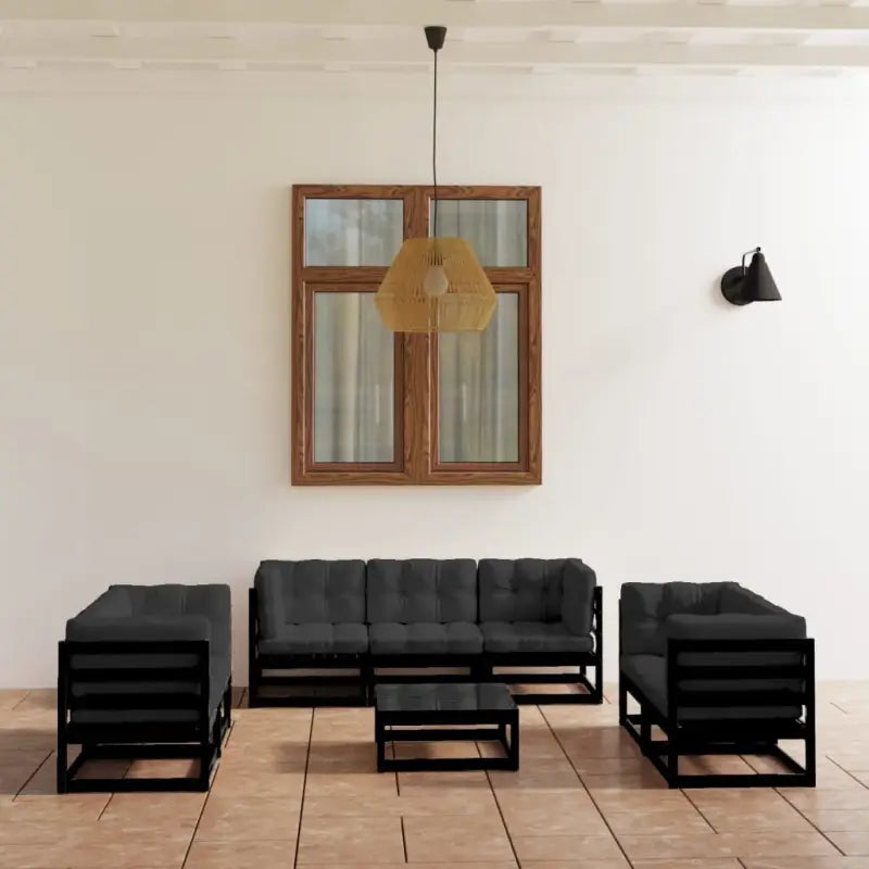 Tuinset van massief grenenhout voor ontspanning en gezelligheid - Zwart / Ja - Tuinsets