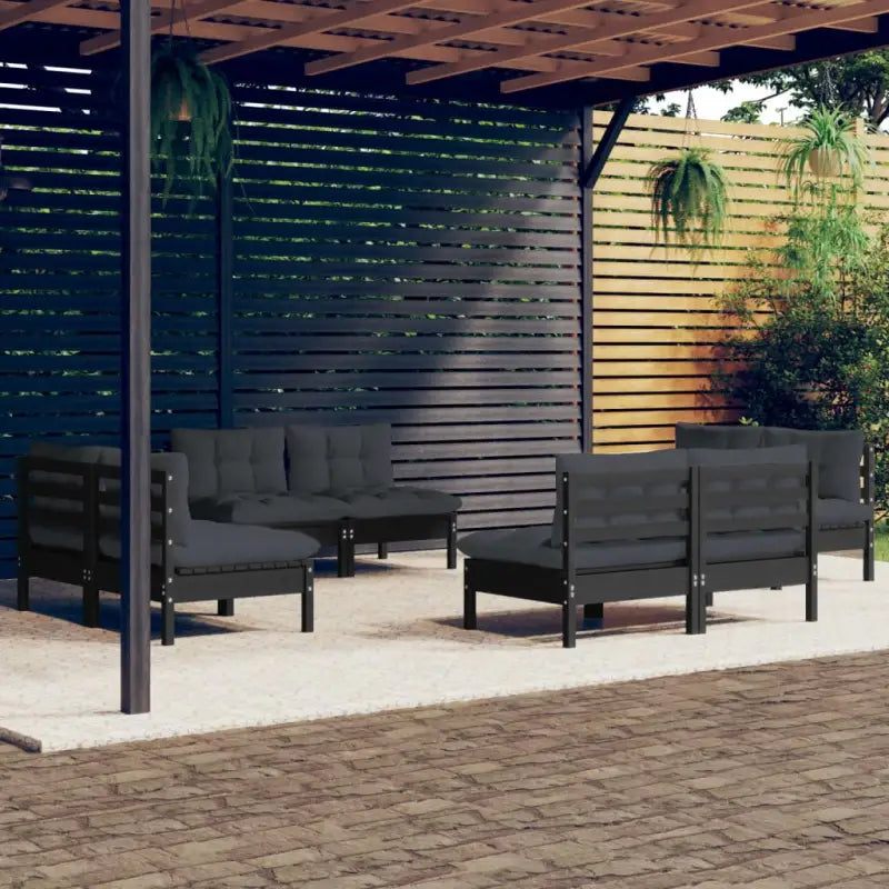 Tuinset van massief grenenhout voor ontspanning en gezelligheid - Zwart - Tuinsets