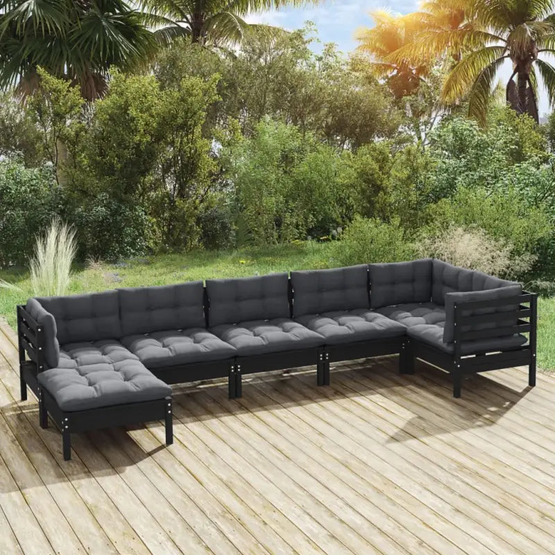Tuinset van massief grenenhout voor ontspanning en gezelligheid - Zwart - Tuinsets